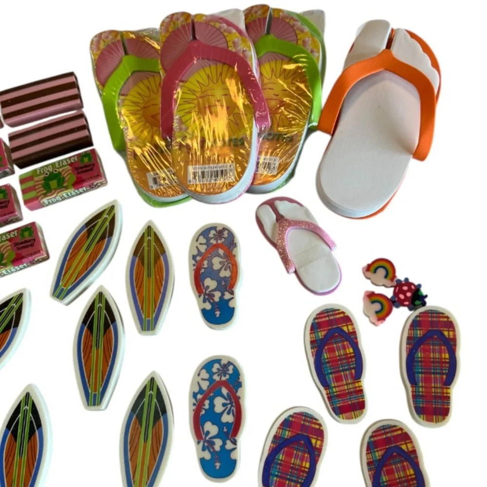 Footnotes Vibrant Flip-Flop, Frog Stripe, Surfboard Party Favors Paper & Erasers